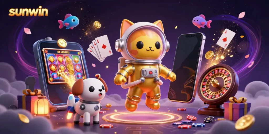 Experience thrilling gameplay with sunwin's vibrant 3D casino elements and characters.