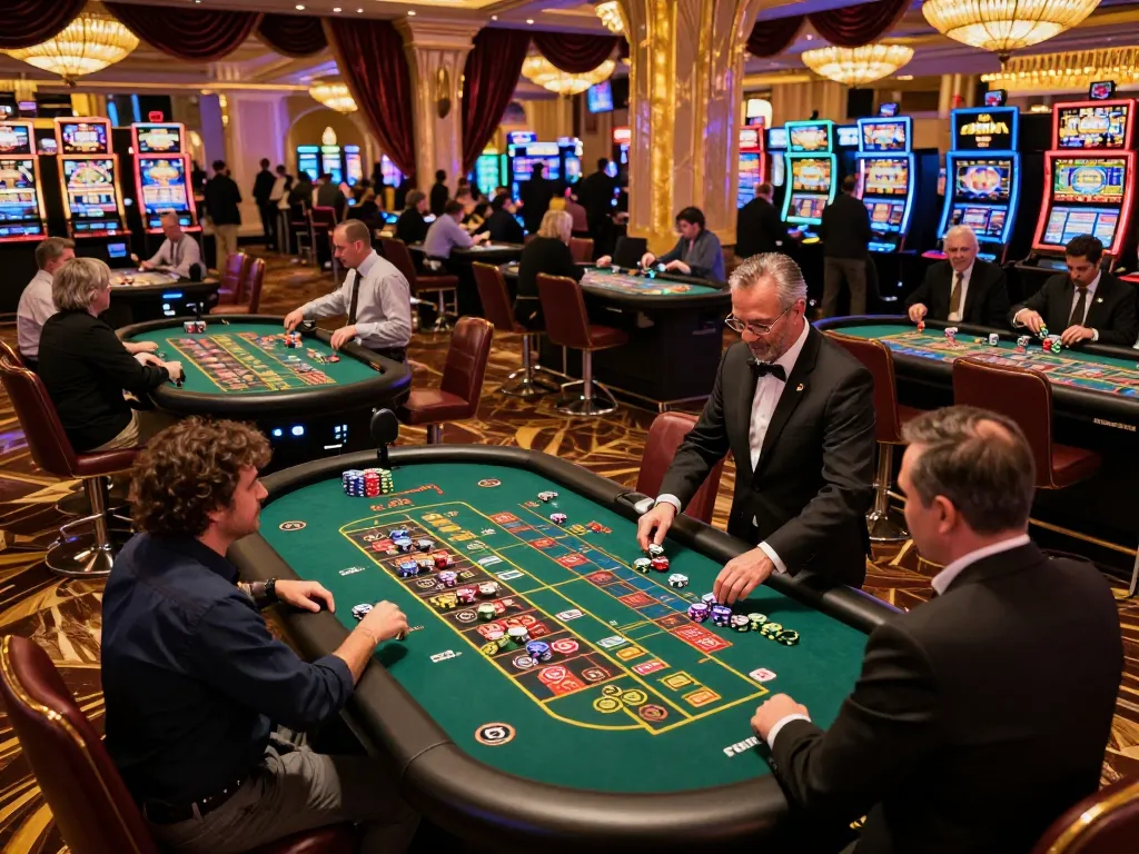 Players strategizing their bets at Hitclub roulette tables in a vibrant casino atmosphere