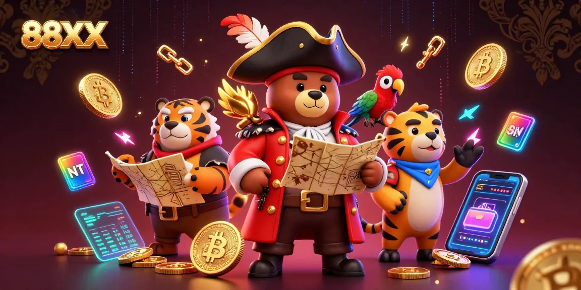 Join the adventure with 88XX's pirate bear and tiger in an exciting treasure hunt!
