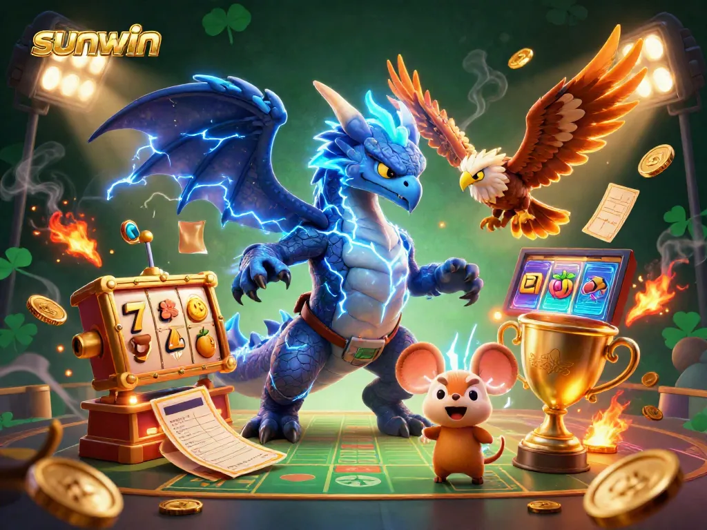 Experience thrilling slots and jackpots with sunwin in an electrifying casino scene.