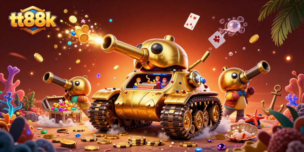 Experience the excitement of tt88k with a vibrant casino tank scene filled with games and treasure!