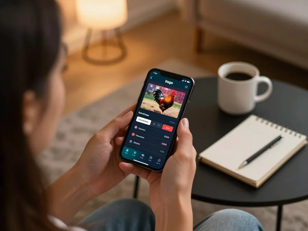 Daga app user placing strategic bets during live rooster betting online
