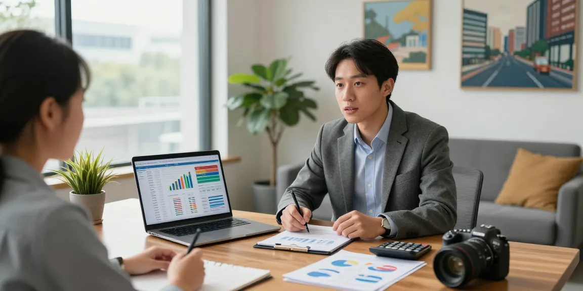 Financial consultant discussing ETFs with a client in a welcoming office environment, showcasing investment analysis and professional engagement.