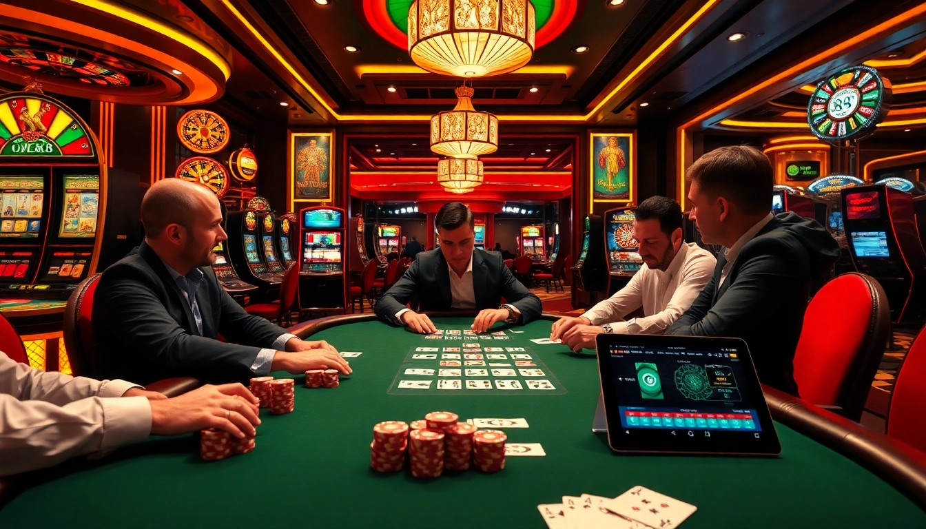 High-stakes poker scene showcasing an exciting game at one88 casino with luxurious elements.