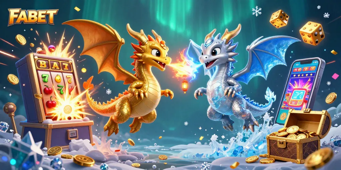 Experience FABET's thrilling gaming adventures illustrated with dragons, coins, and jackpot excitement.
