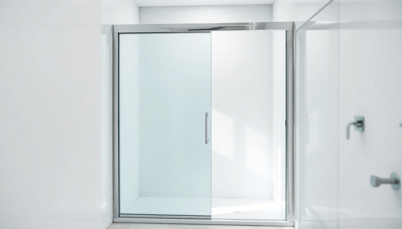 Showcase a modern shower screen sliding door enhancing a stylish bathroom with natural light.