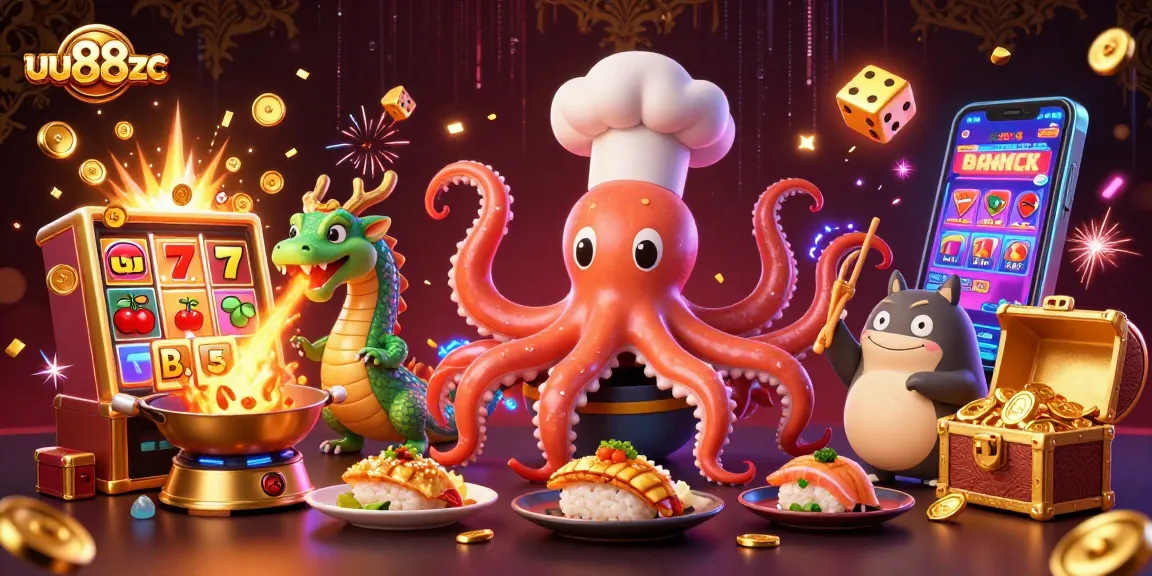 Experience thrilling wins at uu88zc with a vibrant 3D illustration featuring dynamic casino elements and characters.