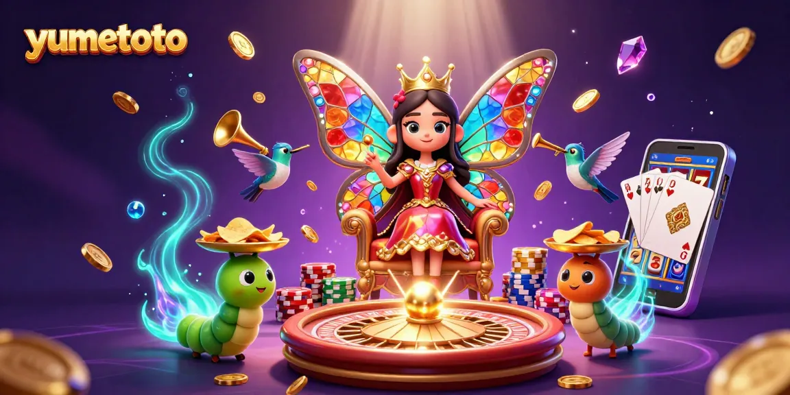 Experience yumetoto's magic as the butterfly queen presides over a bustling casino, surrounded by glittering treasures.