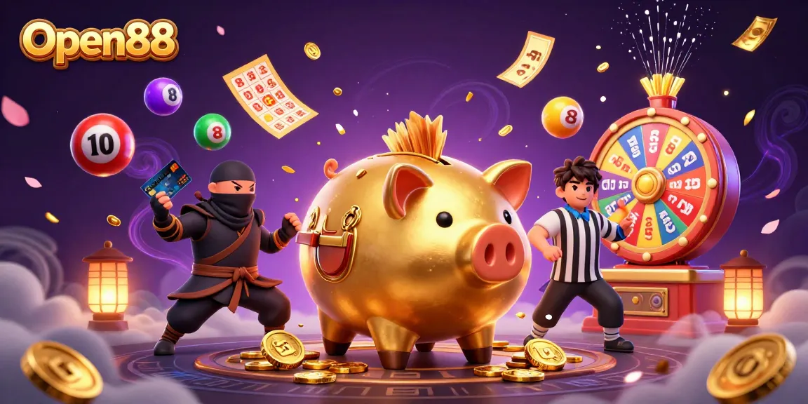 Open88 features a dynamic gambling scene with colorful elements and entertaining characters.
