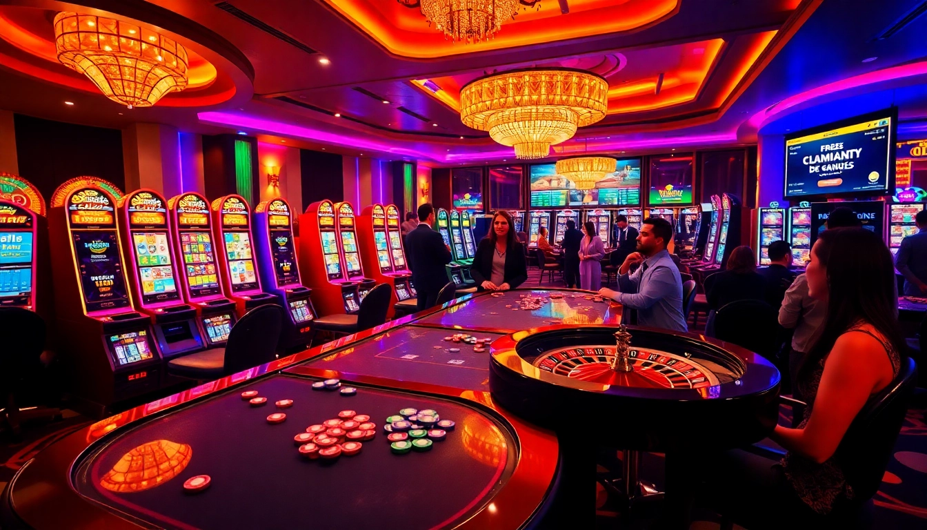 Experience the excitement of free credit live22 while gambling at a luxurious casino table with slot machines.