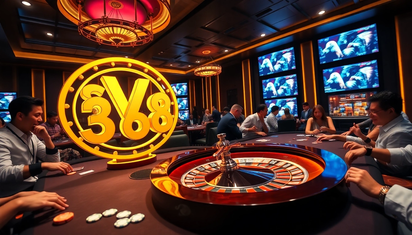 SV388 players engaging in thrilling casino games amidst luxury and excitement.