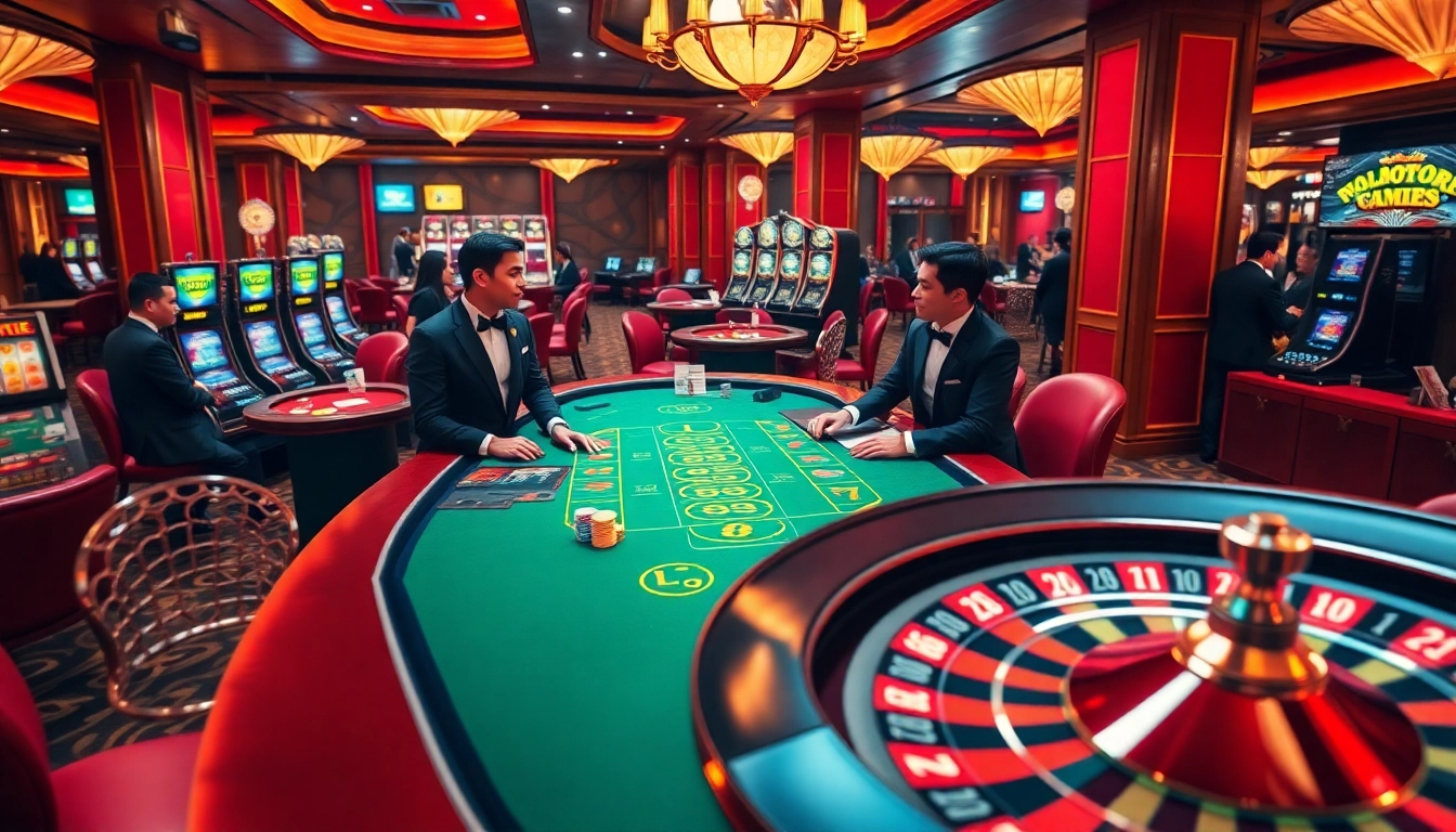 Experience the thrill of tg88 with a vibrant casino scene featuring professional dealers, colorful poker chips, and lively energy.
