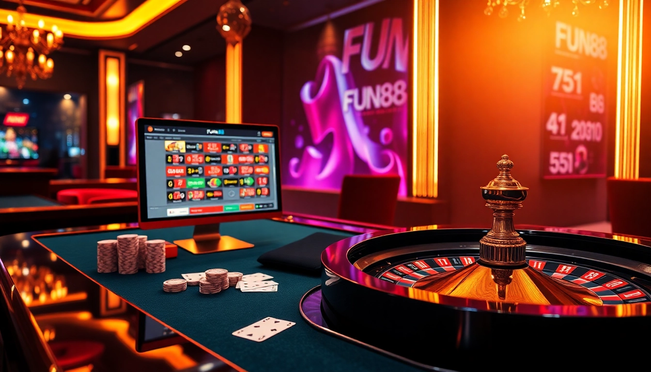 Experience the excitement of Fun88 online gaming with vibrant casino elements and engaging gameplay.
