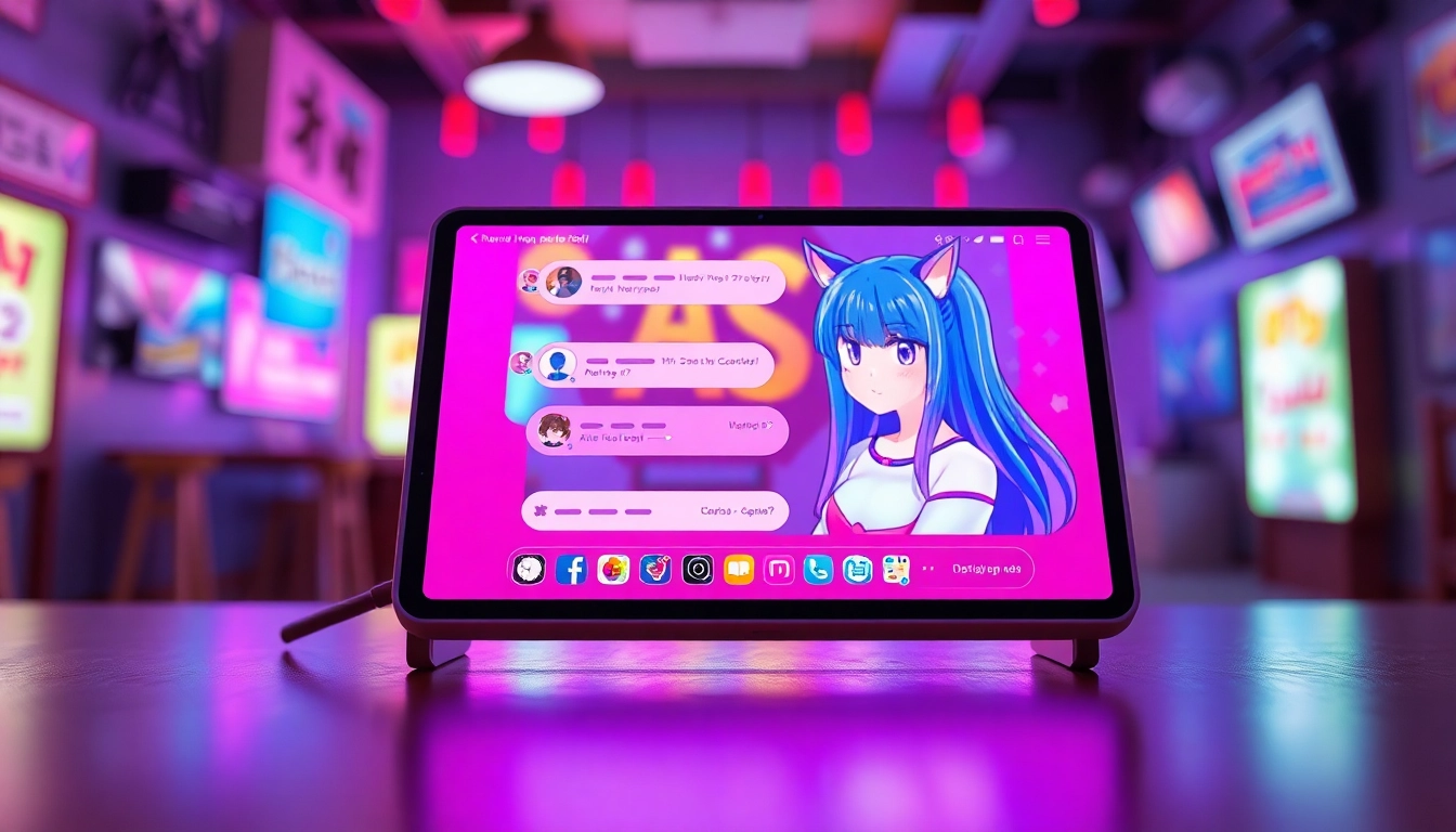 Captivating scene of hentai AI chat interface with a vibrant character, engaging conversation display.