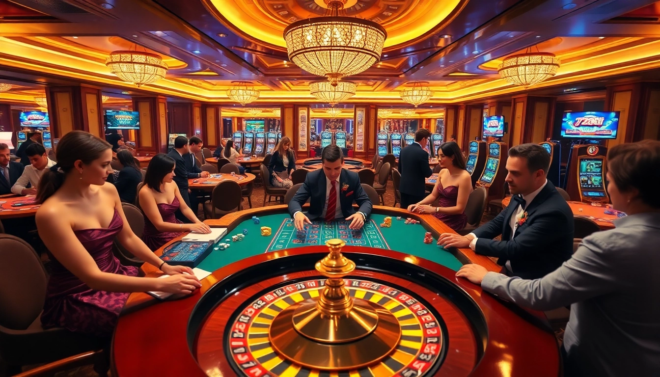 Players enjoying lively roulette gameplay at 789f casino with vibrant chips and luxurious ambiance.