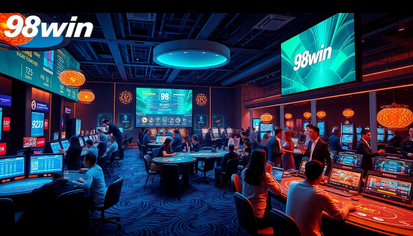 Exciting online casino scene at 98win, showcasing live games and vibrant atmosphere.