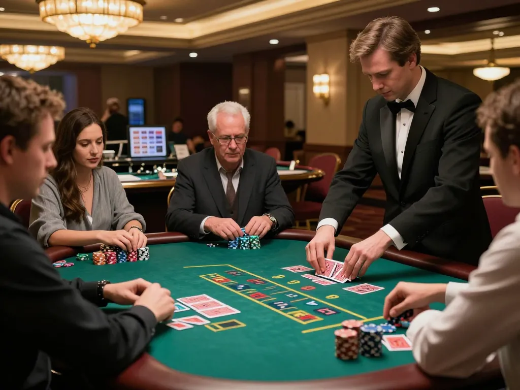 Engaged players at a blackjack table on https://vin88us.com/, focused on strategies and winning techniques.