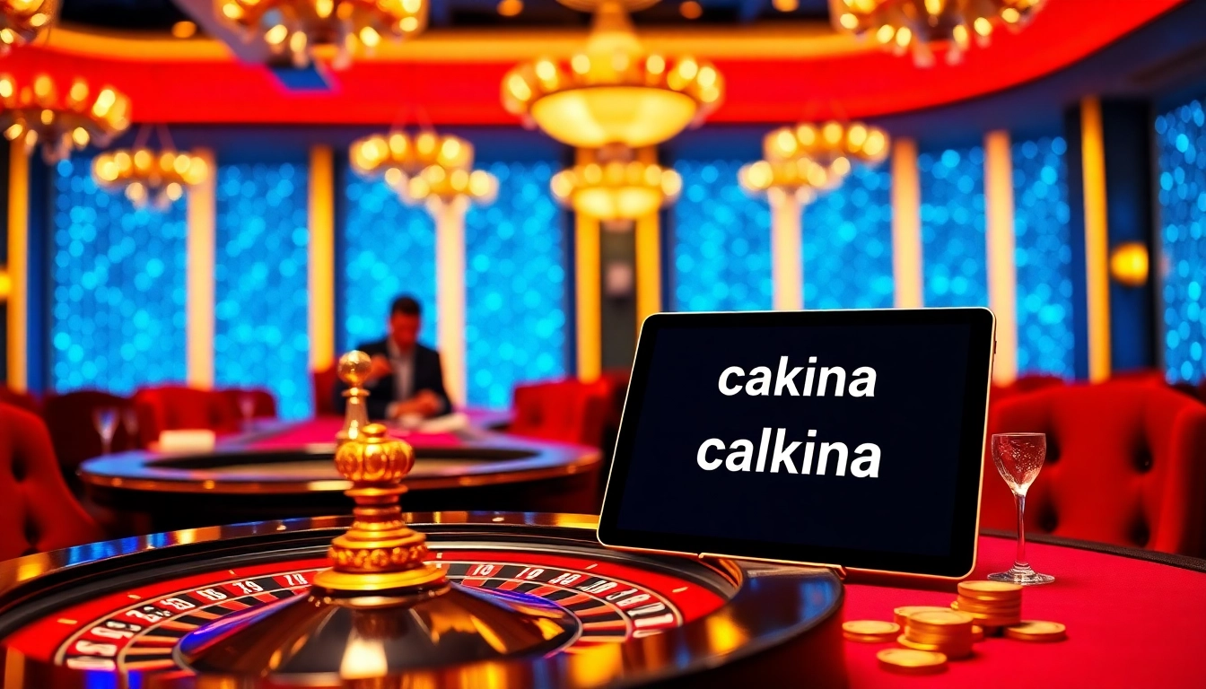 Engaging casino scene highlighting cakhia link for online gambling enthusiasts, featuring poker and roulette tables.