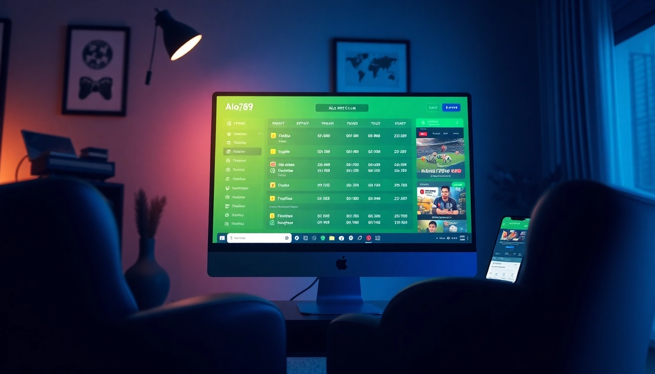 Alo789 Link betting interface displayed on a desktop, showcasing vibrant online gambling options.