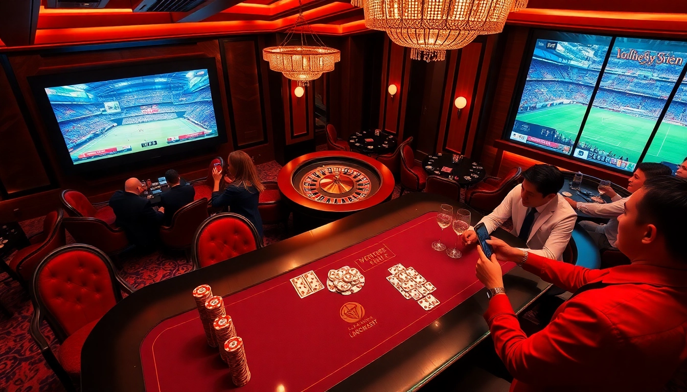 Lương Sơn TV offers a live football experience surrounded by luxury and excitement in a vibrant casino setting.