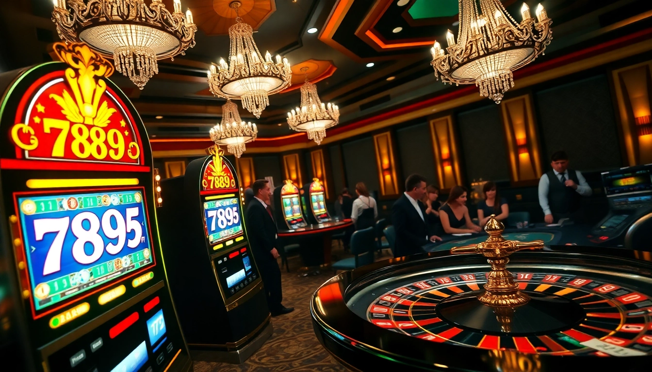 Players enjoying dynamic casino games at 789f with vibrant slot machines and roulette.
