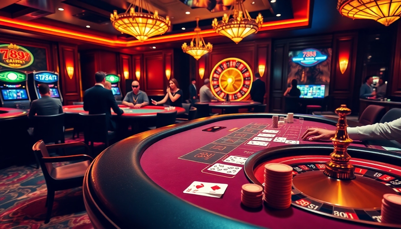Exciting gambling action at a luxurious casino showcasing 789f gaming experience.