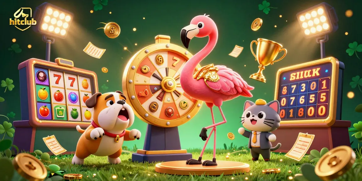 Experience thrilling hits with hitclub's exciting game show scene featuring engaging characters and dynamic gambling elements.