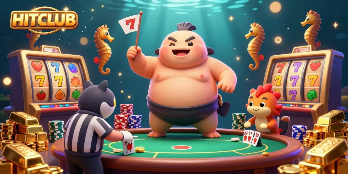 Engage with HITCLUB’s exciting poker scene featuring a fugu in a betting arena.