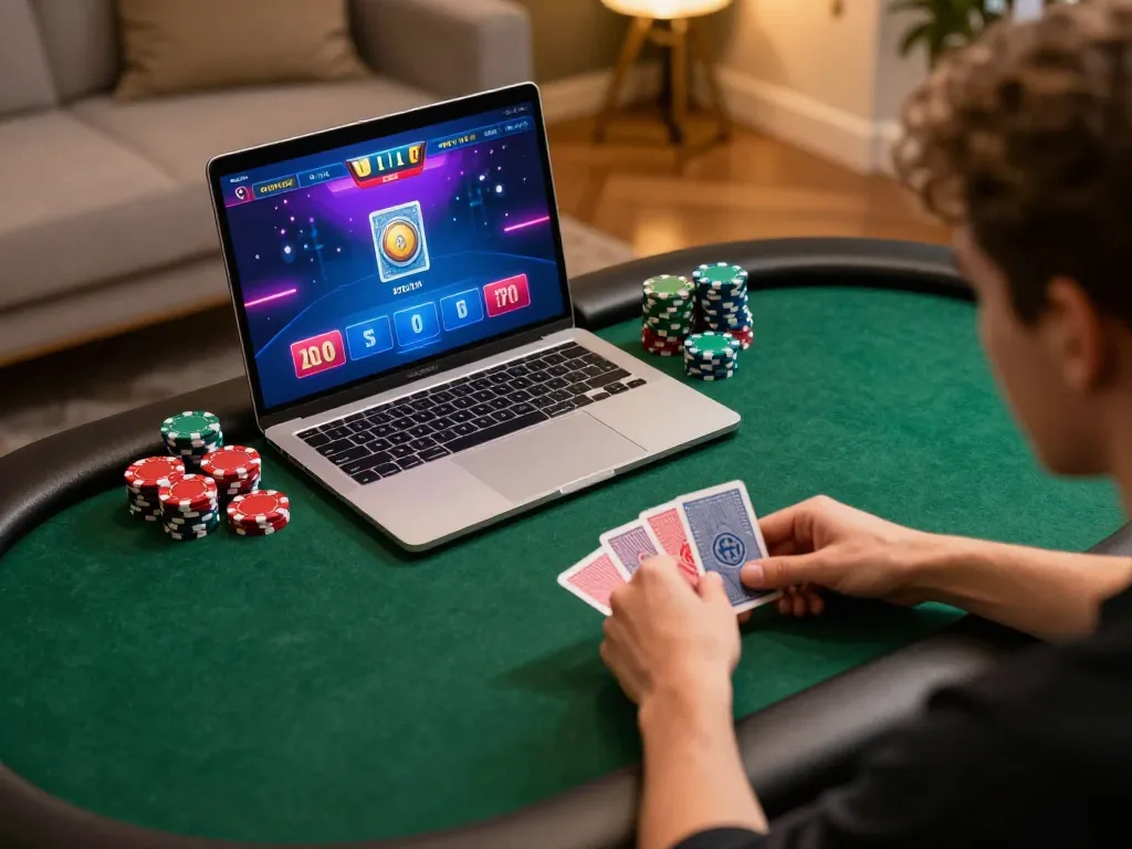 Engaging online poker game session at home showcasing impactxoft strategy analysis and decision making.
