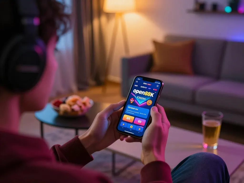Engaging with open88k mobile app for online gambling in a cozy home setting