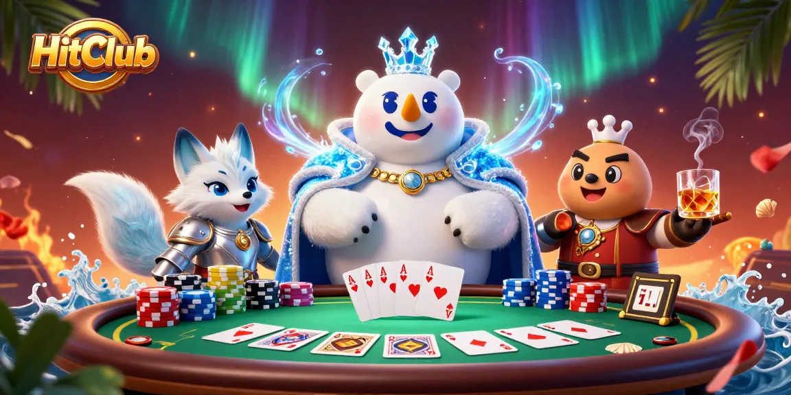 Engage in thrilling poker at HitClub surrounded by vibrant energy and dynamic game elements.