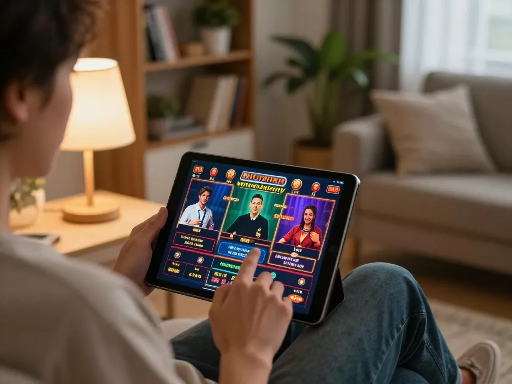 Engaging in strategic online betting at New 88 with a tablet in a cozy home atmosphere