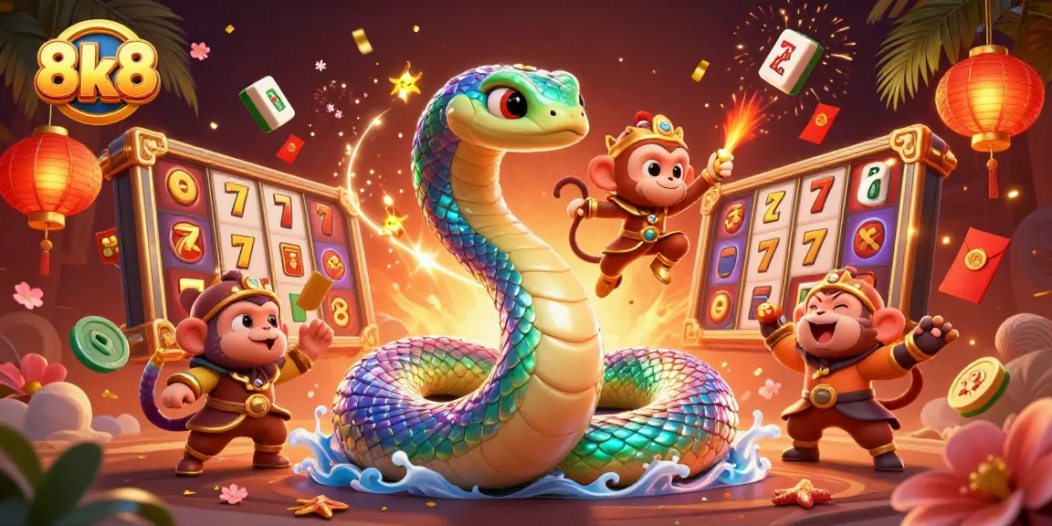Experience the thrill of winning at 8k8 casino with vibrant characters and dynamic gaming elements.