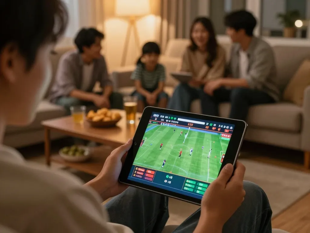 Engaging in live sports betting on kết quả bóng đá during a cozy home gathering with friends, creating a thrilling atmosphere.