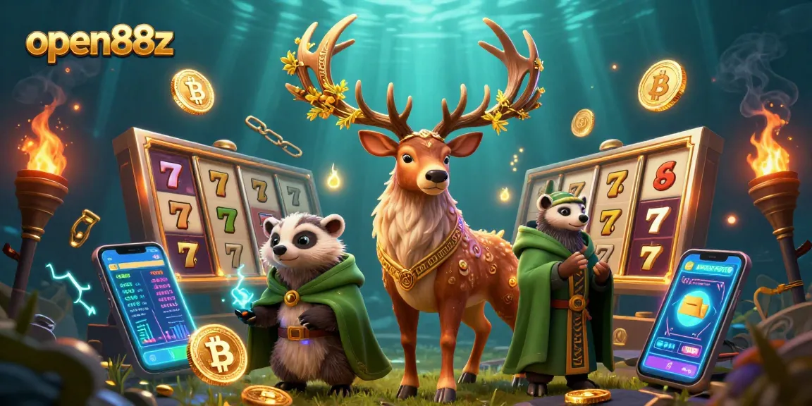 Spin the reels and win big with open88z in a vibrant, immersive casino adventure illustration.