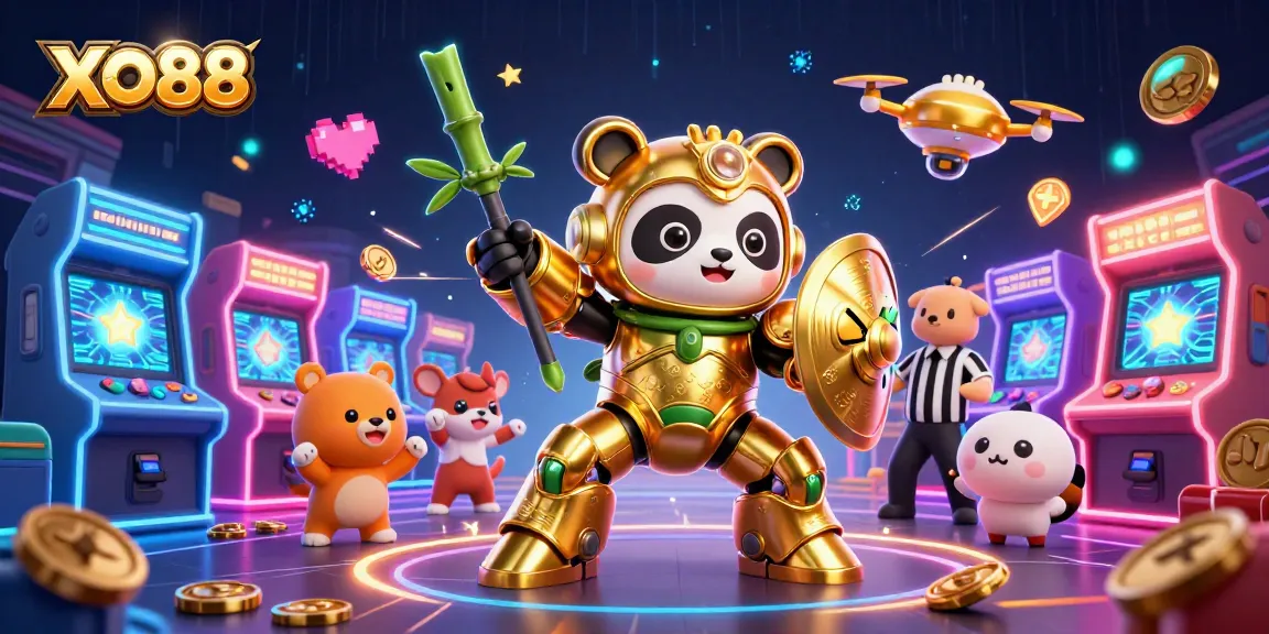 Engage with XO88's thrilling gambling experience featuring vibrant casino elements and dynamic characters.