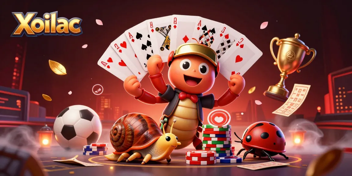 Xoilac hosts an exciting sports betting scene, featuring vibrant characters and dynamic elements in a rich, engaging illustration.