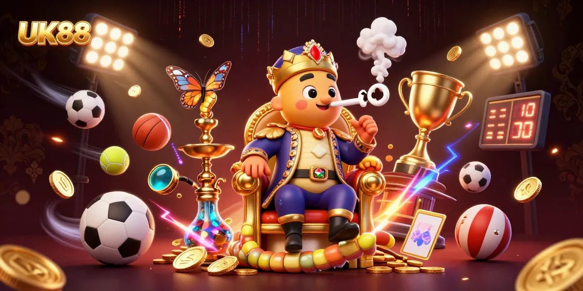 Experience the thrilling action of UK88 with dynamic sports betting elements captured in a vibrant illustration.