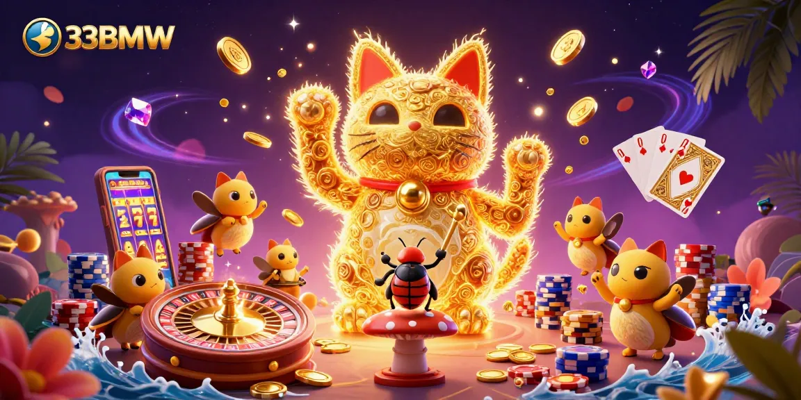 Win big with 33BMW in an exciting 3D casino adventure featuring vibrant game elements.