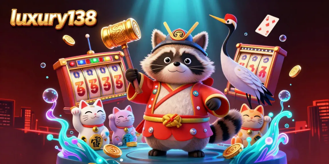 Engage in exciting gameplay at luxury138 with thrilling slot reels and cheerful characters celebrating wins.