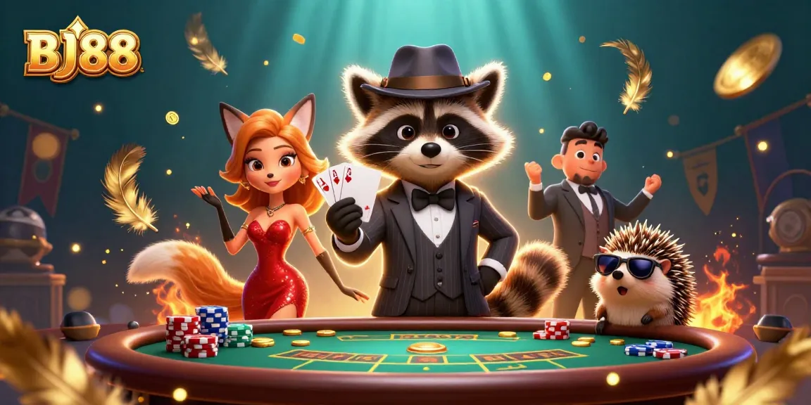 Experience the thrilling gameplay at BJ88 with a royal flush and vibrant gaming elements!