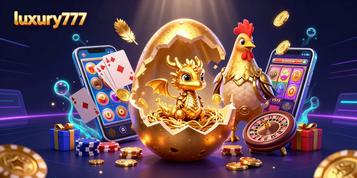 Experience wins at luxury777 with a golden dragon guarding poker chips amid vibrant casino elements.