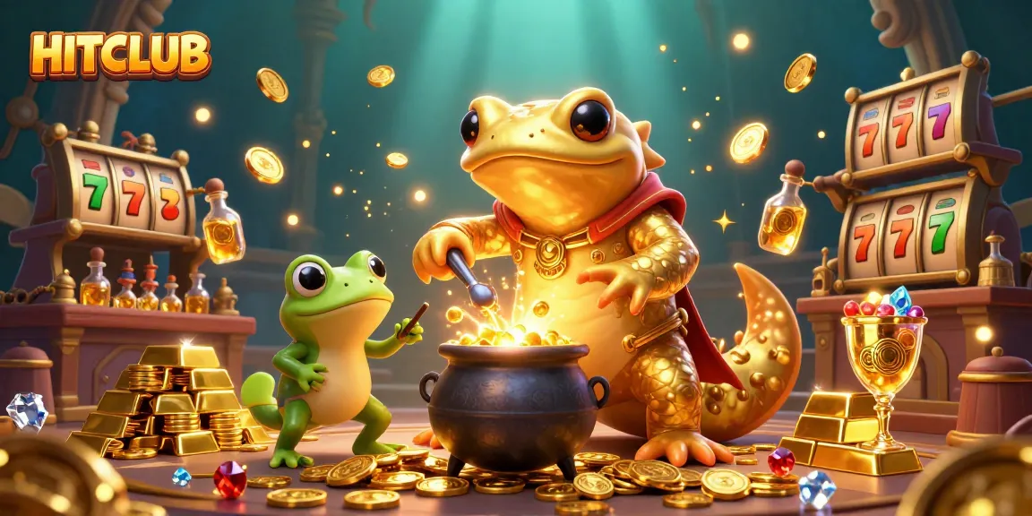Engage with HITCLUB's thrilling games surrounded by golden treasure in a vibrant casino atmosphere.