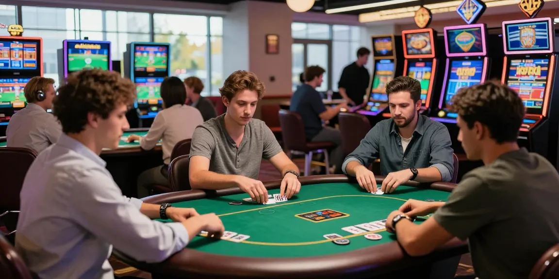 Exciting HM 88 gaming scene with diverse players at a lively casino table and digital betting screens.