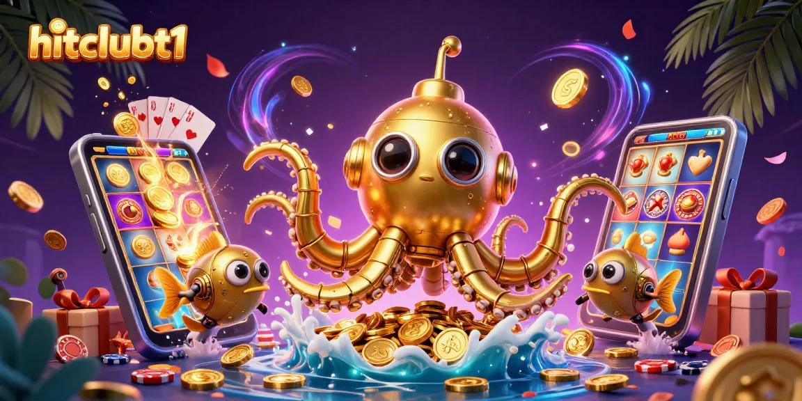 Engage with hitclubt1's vibrant gaming experience featuring a kraken submarine and dynamic casino elements.