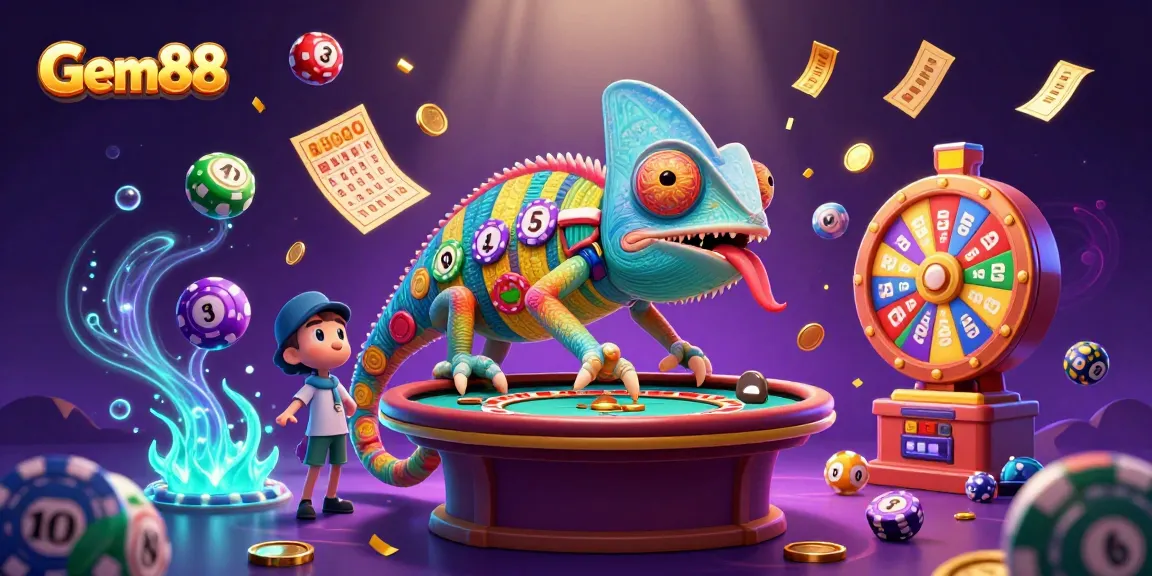 Engage with exciting Gem88 casino games featuring colorful lottery balls, dynamic elements, and a vibrant atmosphere.