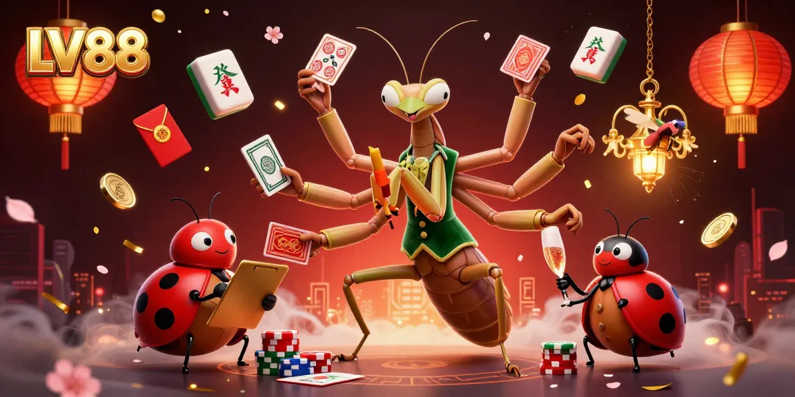 Experience the excitement at LV88 as a giant praying mantis dealer serves up thrilling games and action.