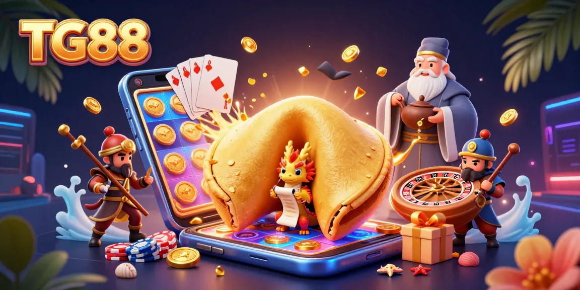 Experience thrilling gameplay at TG88 with vibrant slot games, golden coins, and exciting characters.
