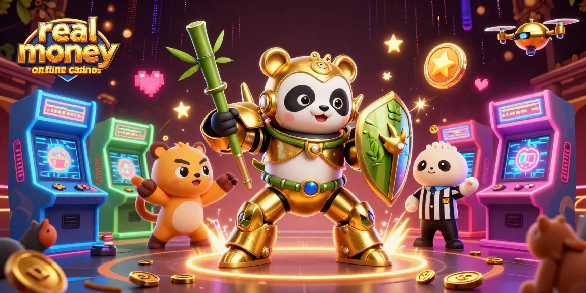 Experience thrilling action in real money online casinos with vibrant arcade and casino elements.